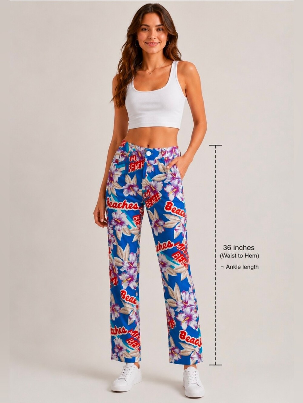 Urban Outfitters Blue Hawaiian Floral Summer 'Beaches Straight Leg Pants Size 29